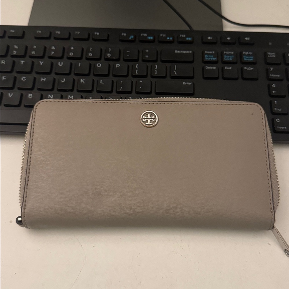 Tory Burch Taupe Zip-Around Wallet